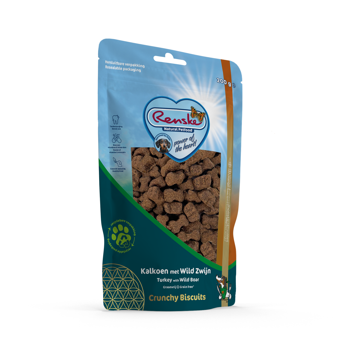 Crunchy kalkoen met wild zwijn beloningskoekjes