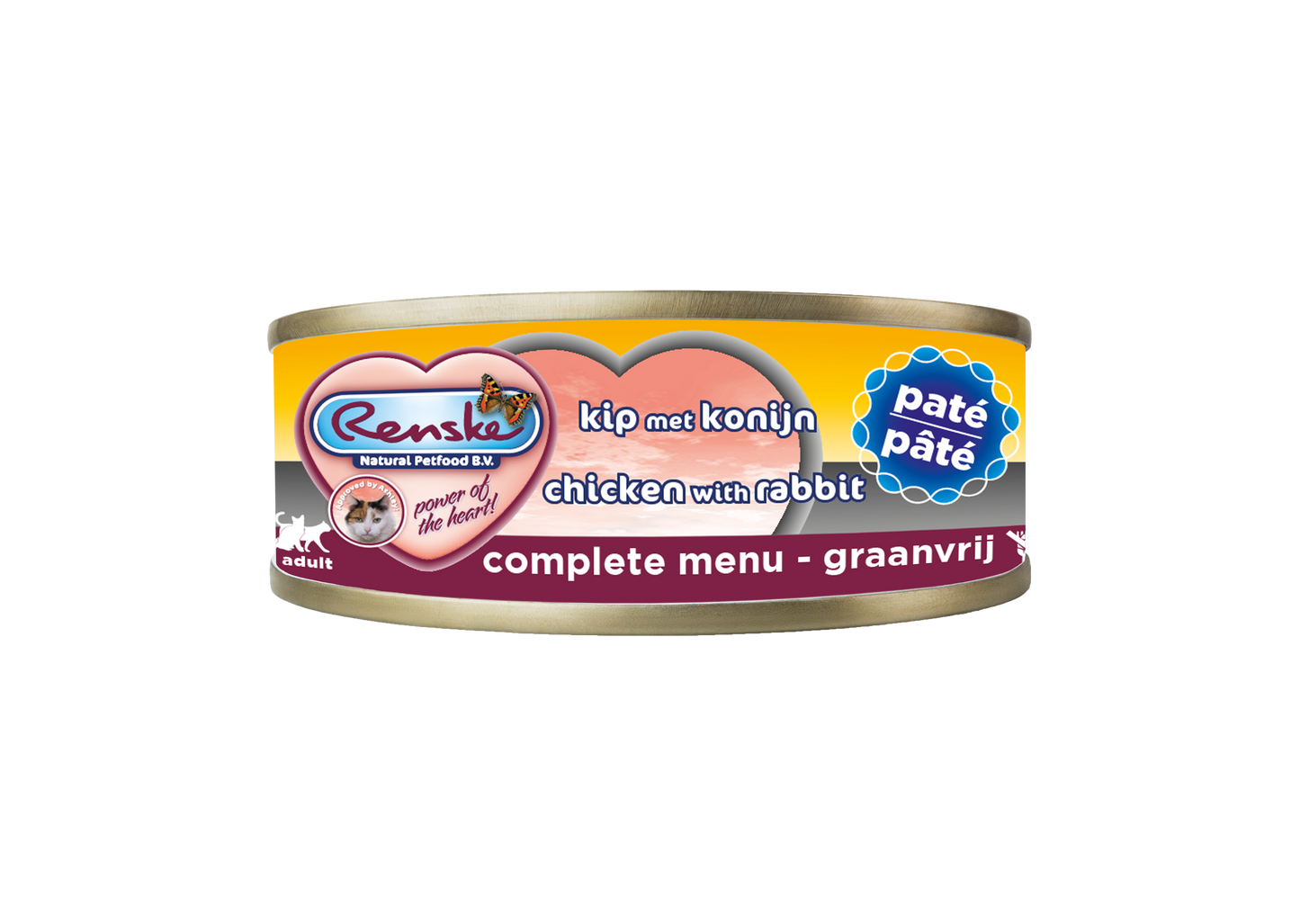 Renske Kat Verse Kip met Konijn - Paté 70 gram (24 stuks)