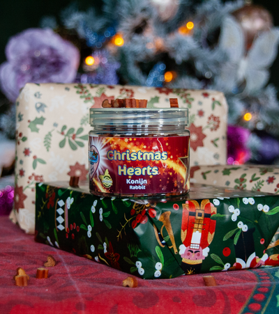 Renske Gezonde Beloningen kat - Kerst Mini Hartjes - Konijn 100 gram