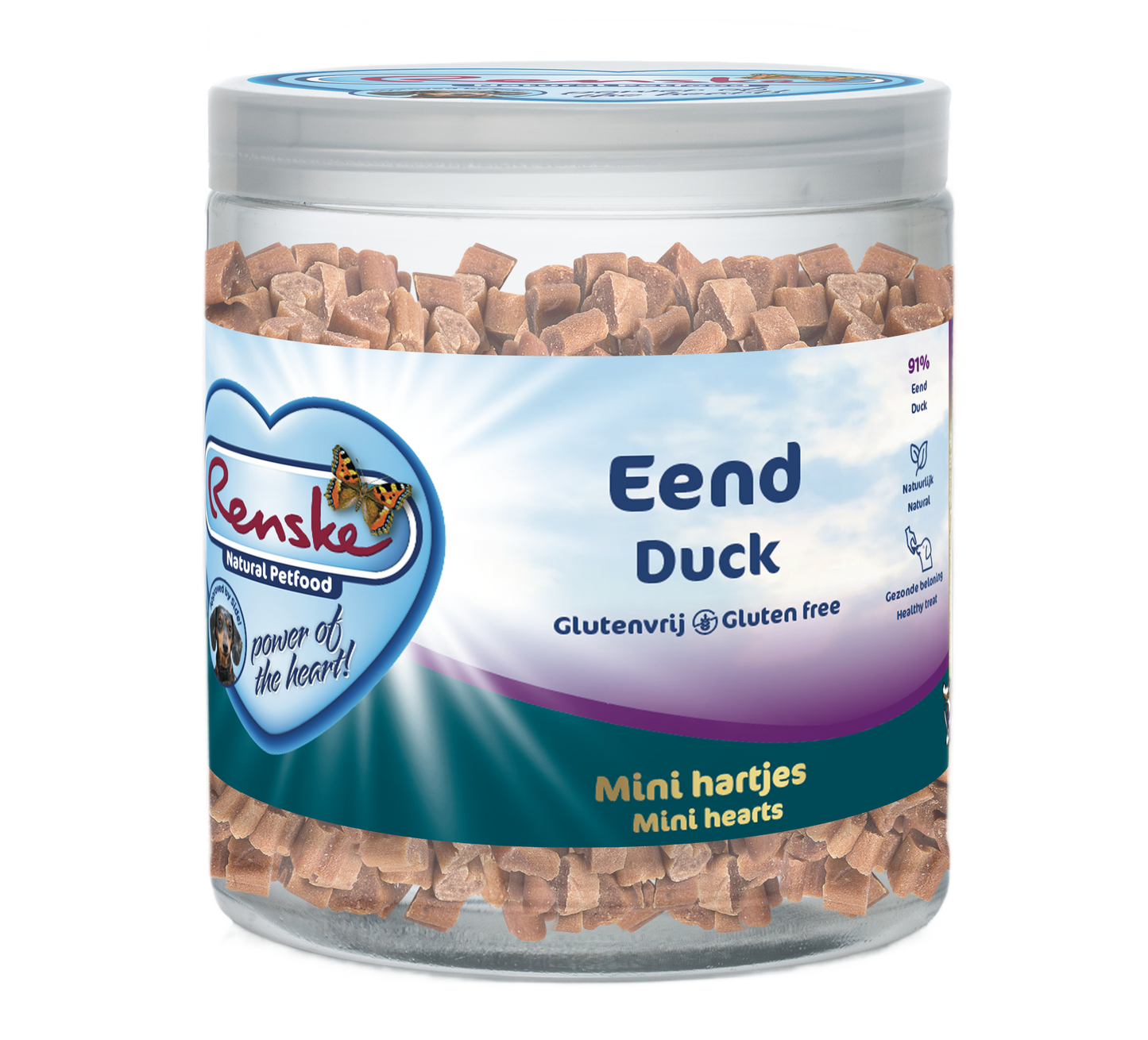 Renske Vlees Hartjes EEND 300gr - Hond gezonde beloning