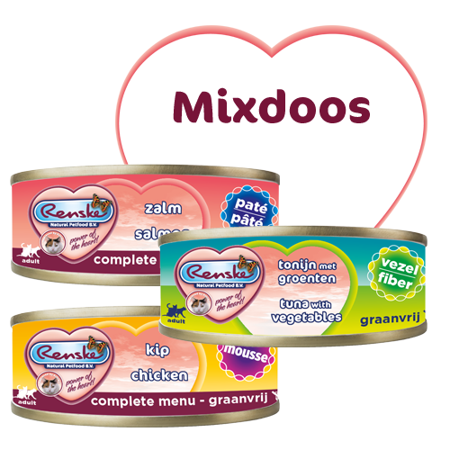 Mixdoos natvoer 70 gram (24 stuks)