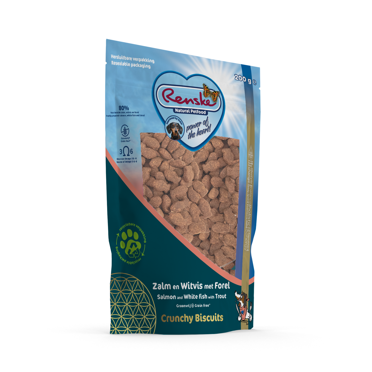 Renske Gez Bel Hnd Crunchy Zalm en Witvis met Forel 200 gram