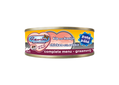 Renske Kat Verse Kip met Konijn - Paté 70 gram (24 stuks)