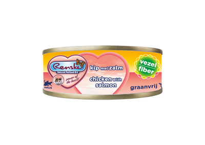 Renske Kat Verse Kip met Zalm - Vezels 70 gram (24 stuks)