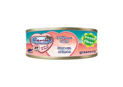 Renske Kat Verse Tonijn met Zalm - Vezels 70 gram (24 stuks)