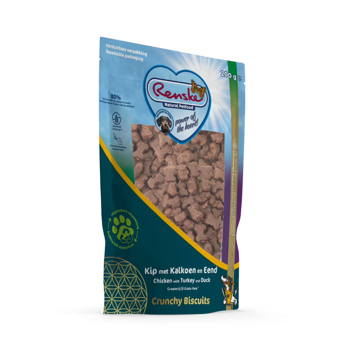 Renske Gez Bel Hnd Crunchy Kip met Kalkoen en Eend 200 gram