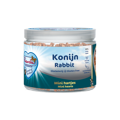 Renske Vlees Hartjes KONIJN 100gr - Hond gezonde beloning