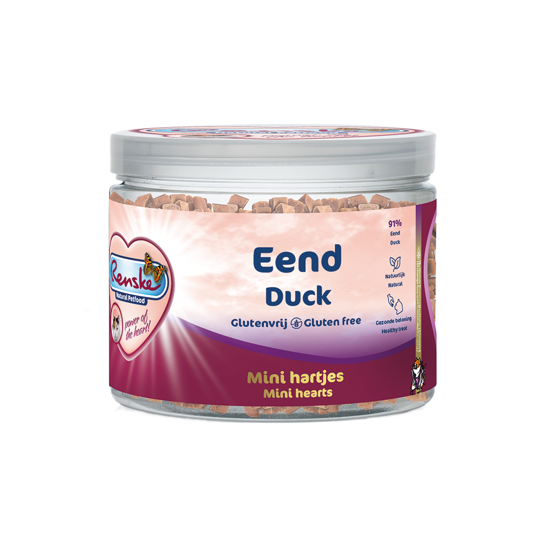 Renske Gezonde Beloning Kat Vlees Hartjes - Eend 100 gram