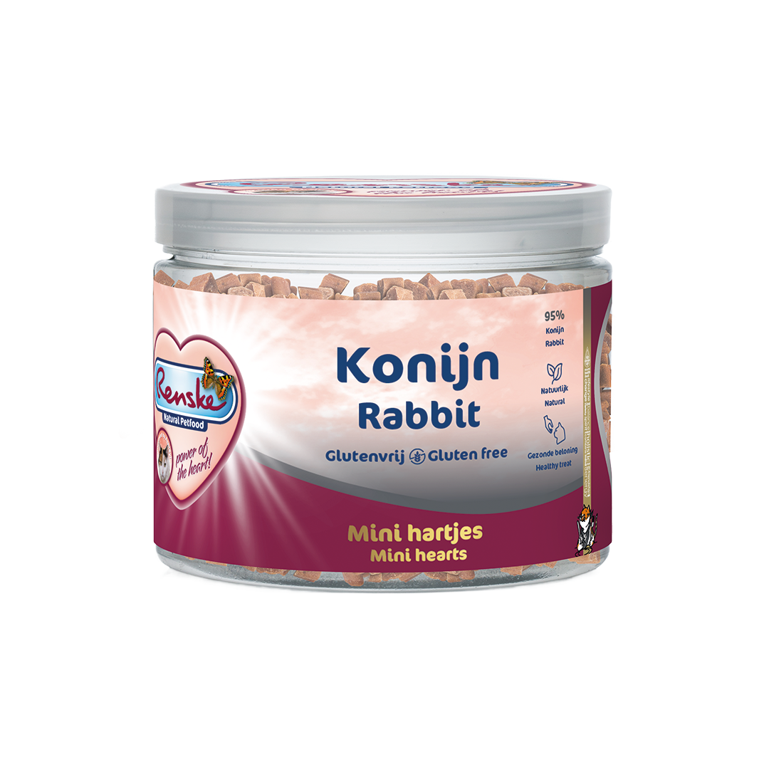 Renske Gezonde Beloning Kat Vlees Hartjes - Konijn 100 gram