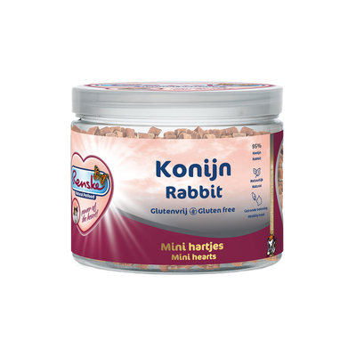 Renske Gezonde Beloning Kat Vlees Hartjes - Konijn 100 gram