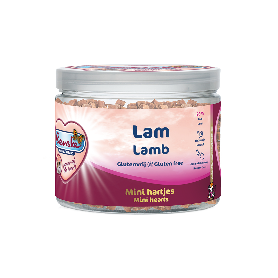 Renske Gezonde Beloning Kat Vlees Hartjes - Lam 100 gram