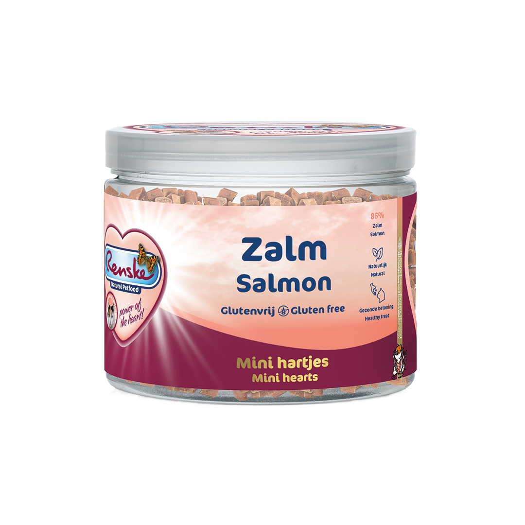 Renske Gezonde Beloning Kat Vlees Hartjes - Zalm 100 gram