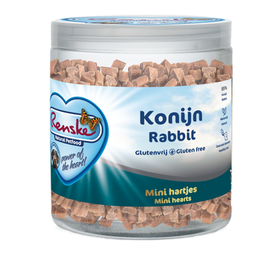 Renske Vlees Hartjes KONIJN 300gr - Hond gezonde beloning