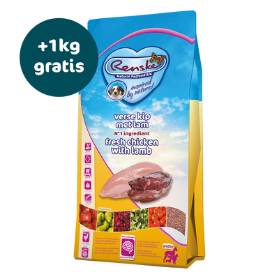 Renske Super Premium - Puppy - Verse Kip en Lam 12 kg - Nu tijdelijk 1kg gratis (ontvang 2x 6,5 kg i.p.v. 12 kg)