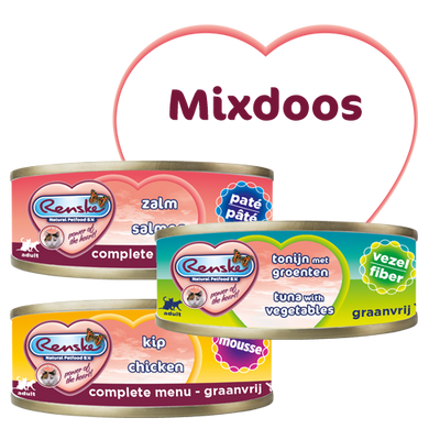 Mixdoos natvoer 70 gram (24 stuks)